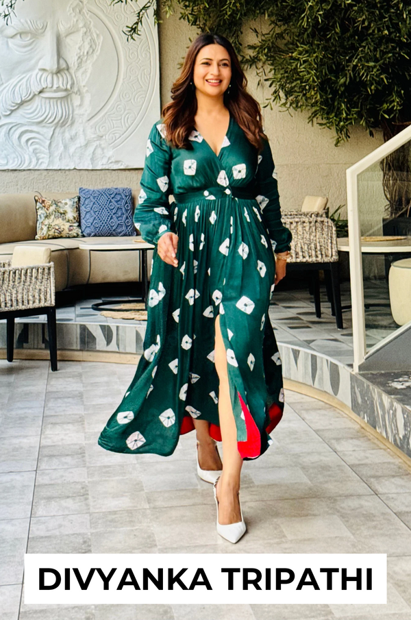 Bandhani Modal Satin Maxi Dress