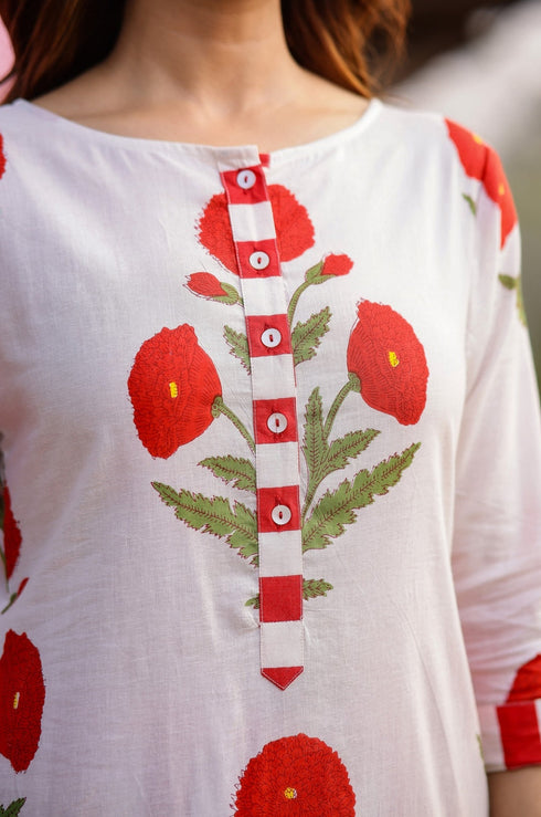 Abeer Blue Poppy Straight Fit Kurta Pant Set