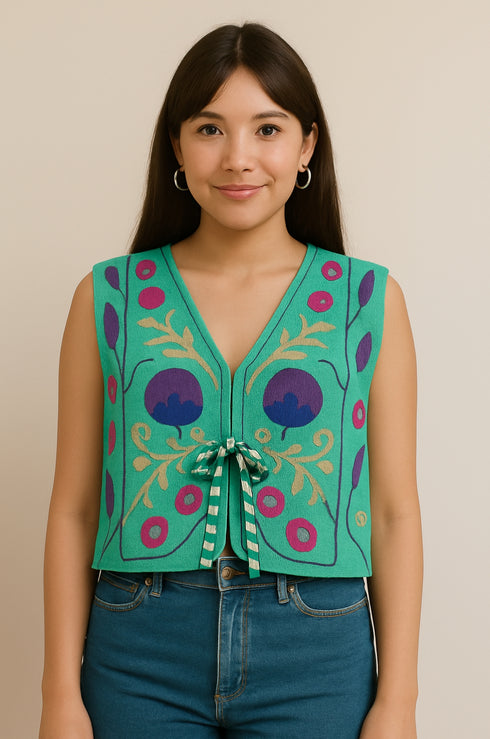 Cotton Sujani Art Embroidered Reversible Jacket