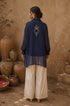 Celestial Chanderi Embroidered Indigo Shirt