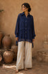 Celestial Chanderi Embroidered Indigo Shirt