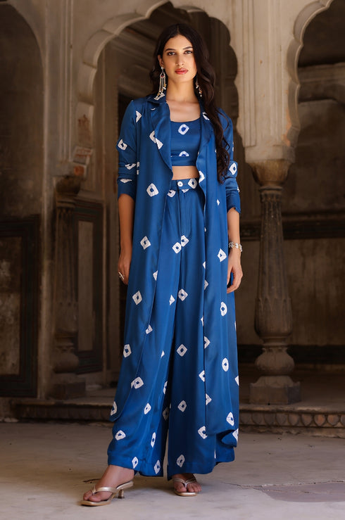 Bandhani Modal Satin Three Piece Set