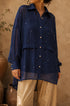 Celestial Chanderi Embroidered Indigo Shirt