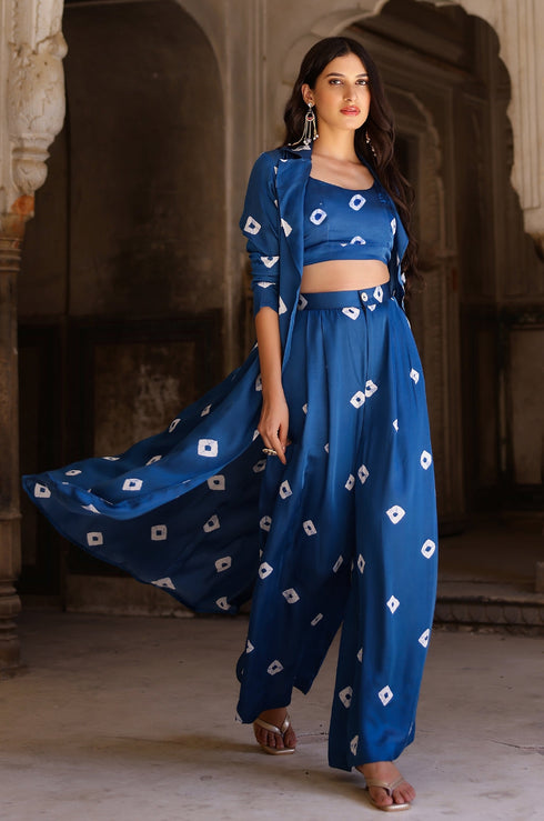 Bandhani Modal Satin Three Piece Set