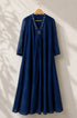 Luna Chanderi Embroidered Indigo Maxi Dress