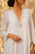 Luna Chanderi Embroidered White Maxi Dress