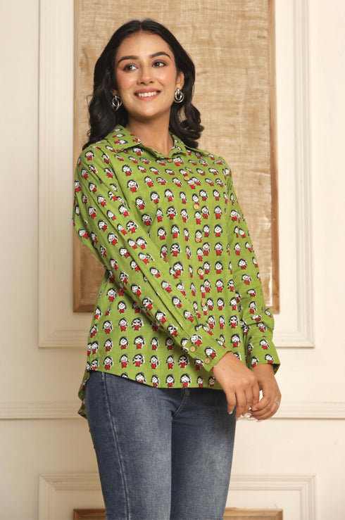 Meow Yellow Cotton Shirt