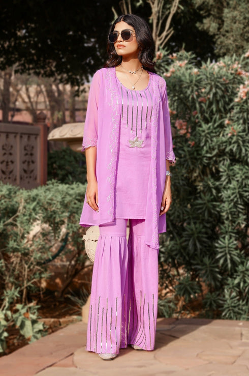 Lilac Lotus Embroidered Shrug