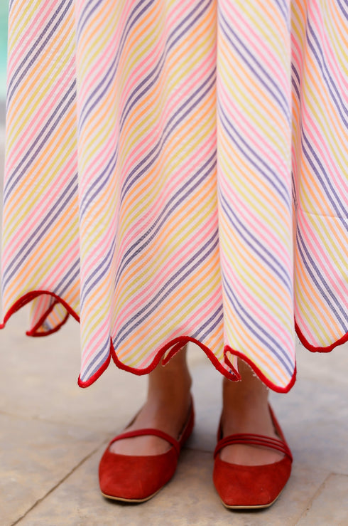Stripes A-line Maxi Dress
