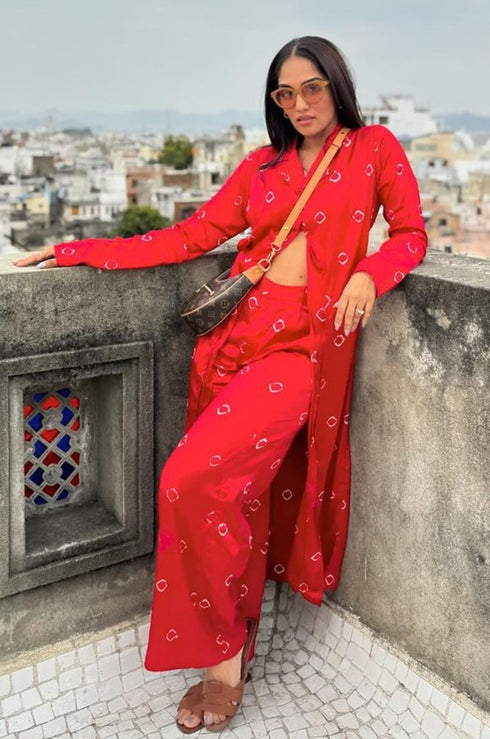 Bandhani Modal Satin Three Piece Set