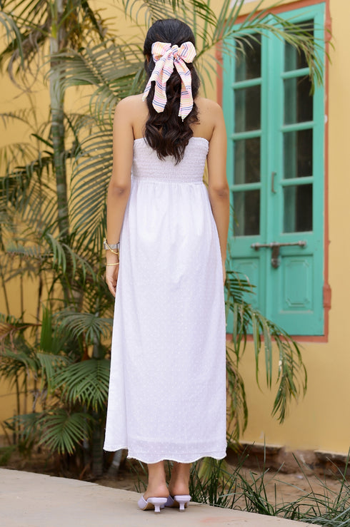 White Tube Embroidered Dress