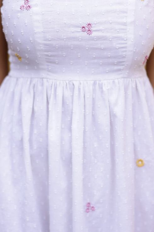 White Tube Embroidered Dress