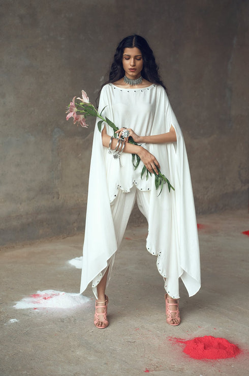 White Rambha Kaftaan Set