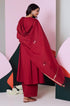 Ajuni Maroon Mirror Embroidered Chanderi Dupatta