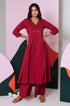 Ajuni Maroon Mirror Embroidered Kurta -Palazzo Set (Set Of 2)