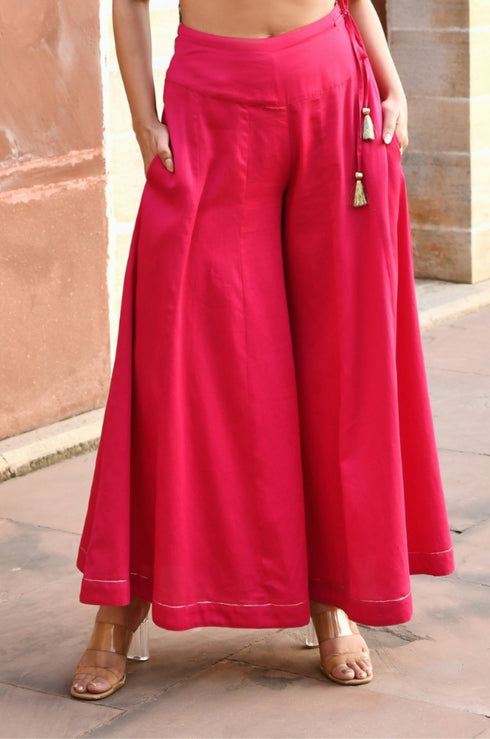 Ashi Pink Flared Palazzo
