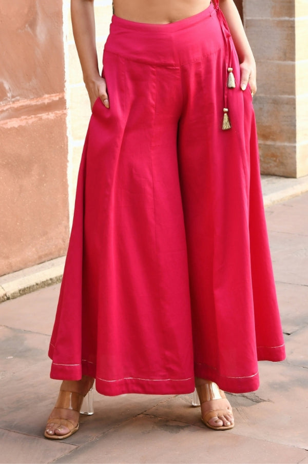 Ashi Pink Flared Palazzo