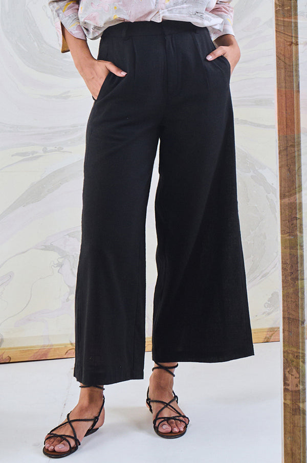Black Cotton Flared Pant