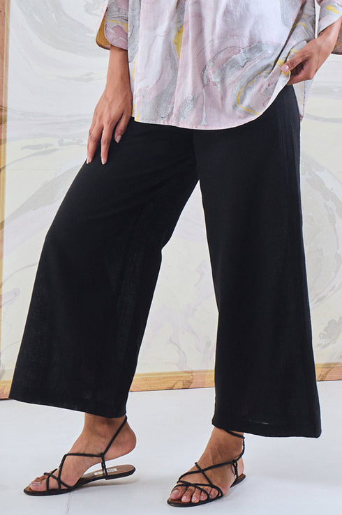 Black Cotton Flared Pant