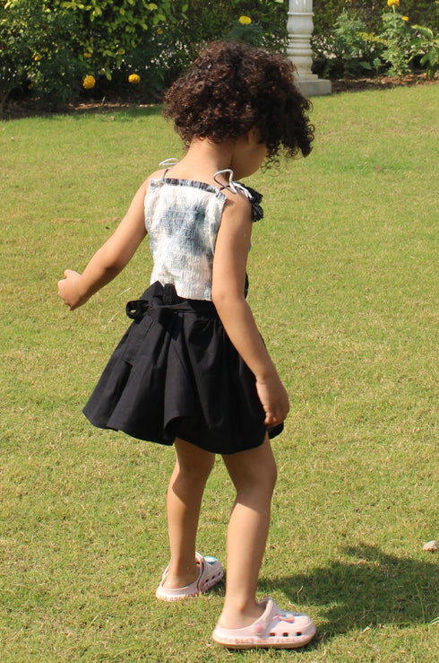 Black & White Crop Top With Mini Skirt