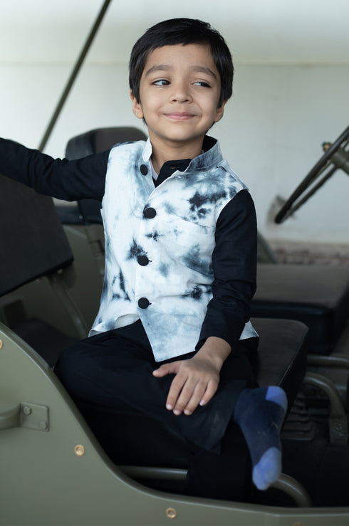 Black Kurta Pant Jacket Set