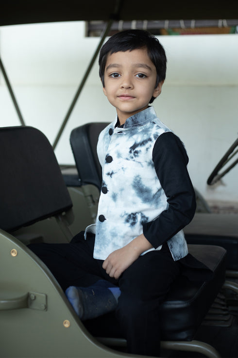 Black Kurta Pant Jacket Set