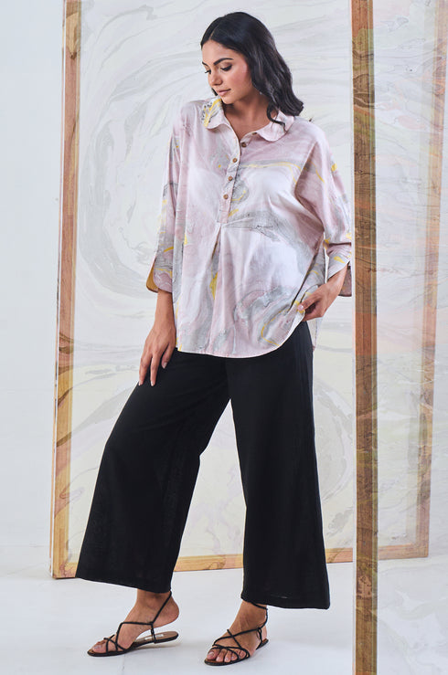 Black Cotton Flared Pant