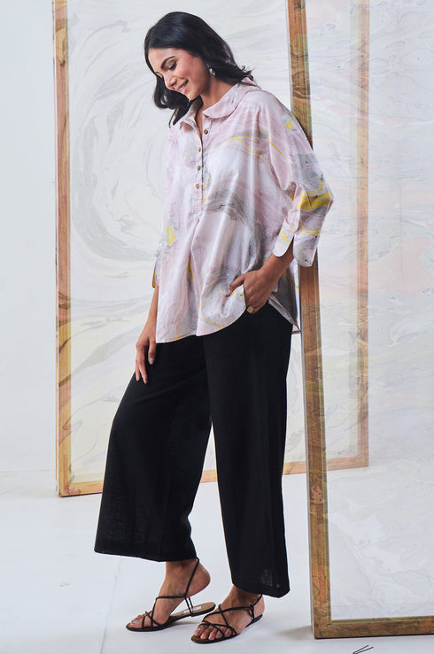 Black Cotton Flared Pant