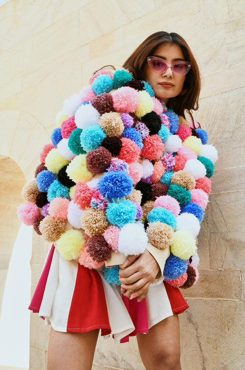 Colorful Pom-pom Jacket