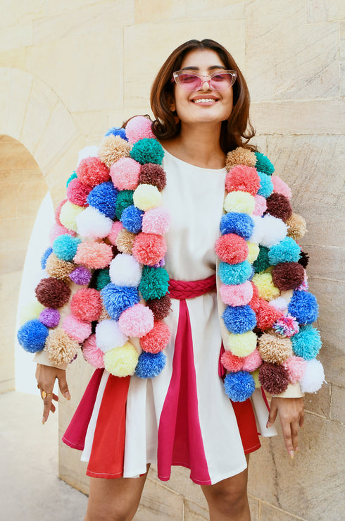 Colorful Pom-pom Jacket