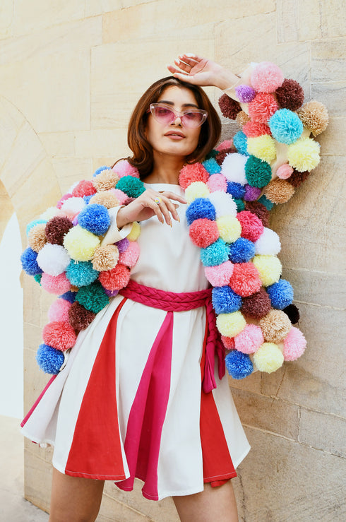 Colorful Pom-pom Jacket