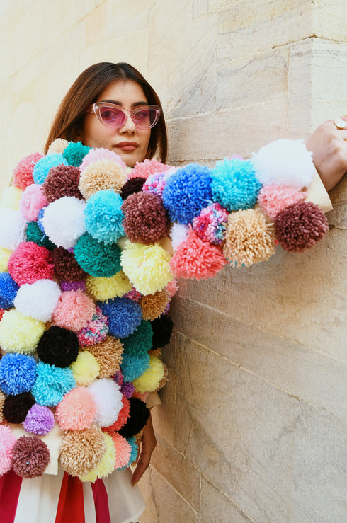 Colorful Pom-pom Jacket