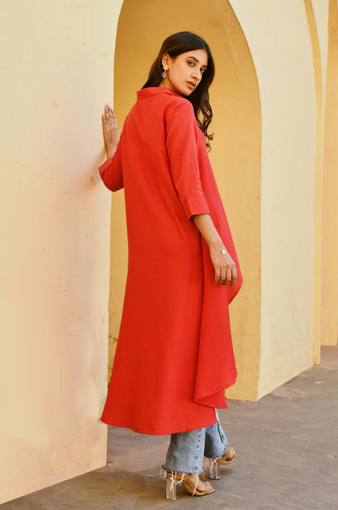 Crimson Asymmetrical Top