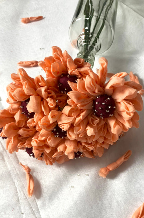 Dahlia Peach Handmade Flowers - Bunch of 10