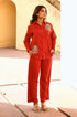 Diyu Sequin Embroidered Red Shirt