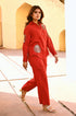 Diyu Sequin Embroidered Red Co-Ord Set