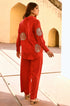 Diyu Sequin Embroidered Red Co-Ord Set