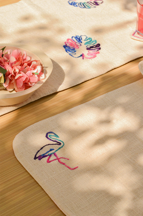 Flamigo Embroidered Placemats - Set of 2