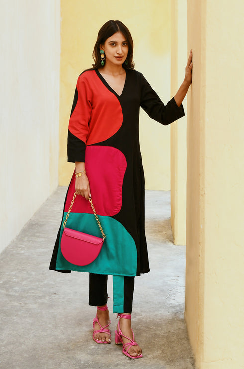 Fusion Patchwork Kurta-Pant Set