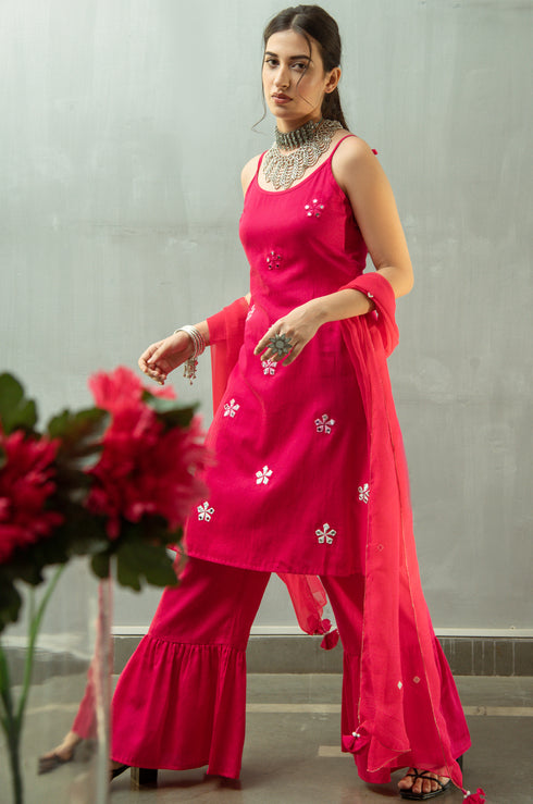 Model wearing a sharara by Gulaal Creation.