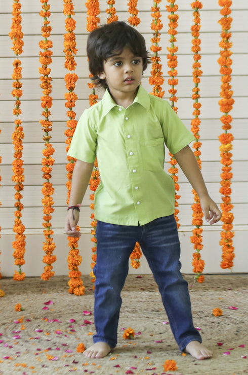 Green Banarasi Cotton Shirt