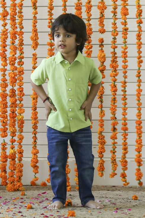 Green Banarasi Cotton Shirt