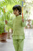 Green Kurta Pant Jacket : Set Of 3