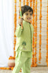 Green Kurta Pant Jacket : Set Of 3