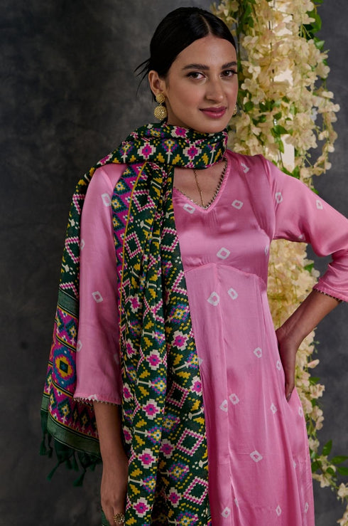 Green Patola Woven Bhagalpuri Silk Dupatta