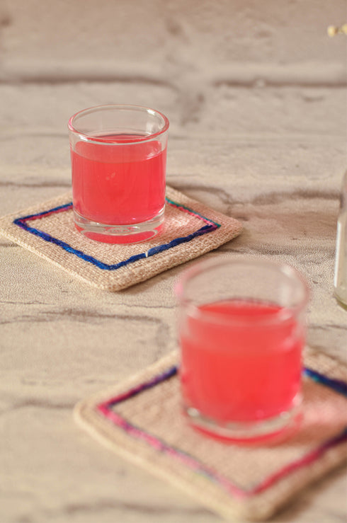 Hana Embroidered Coaster : Set of 2