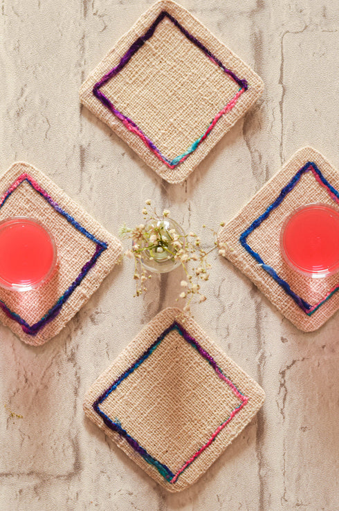 Hana Embroidered Coaster : Set of 2