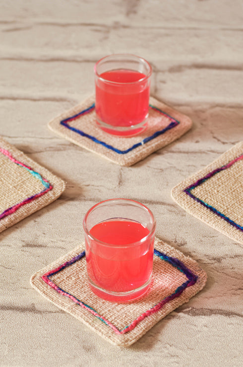 Hana Embroidered Coaster : Set of 2