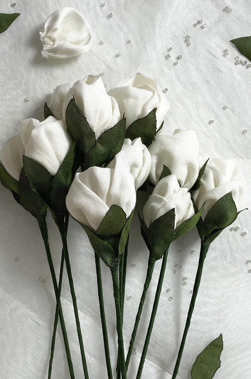 White Rose Handmade Flower (Bunch of 10)