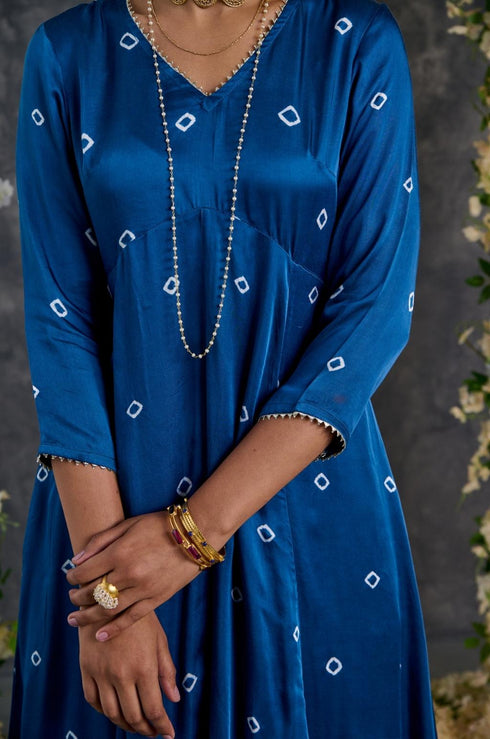 Bandhani A-line Modal Satin Kurta
